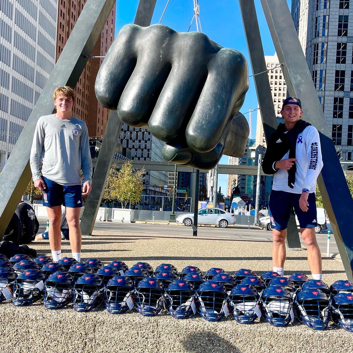 StinsonMellor's tweet photo. More from the @UDMLAX run to the fist yesterday.  Sr Matt Belvins won this year. He’s been top 5 the last 3 years.  Caden Loken was the first Fr to finish.  The Loken brothers honoring their dad #lokenstrong https://t.co/0GFp7ClI5c