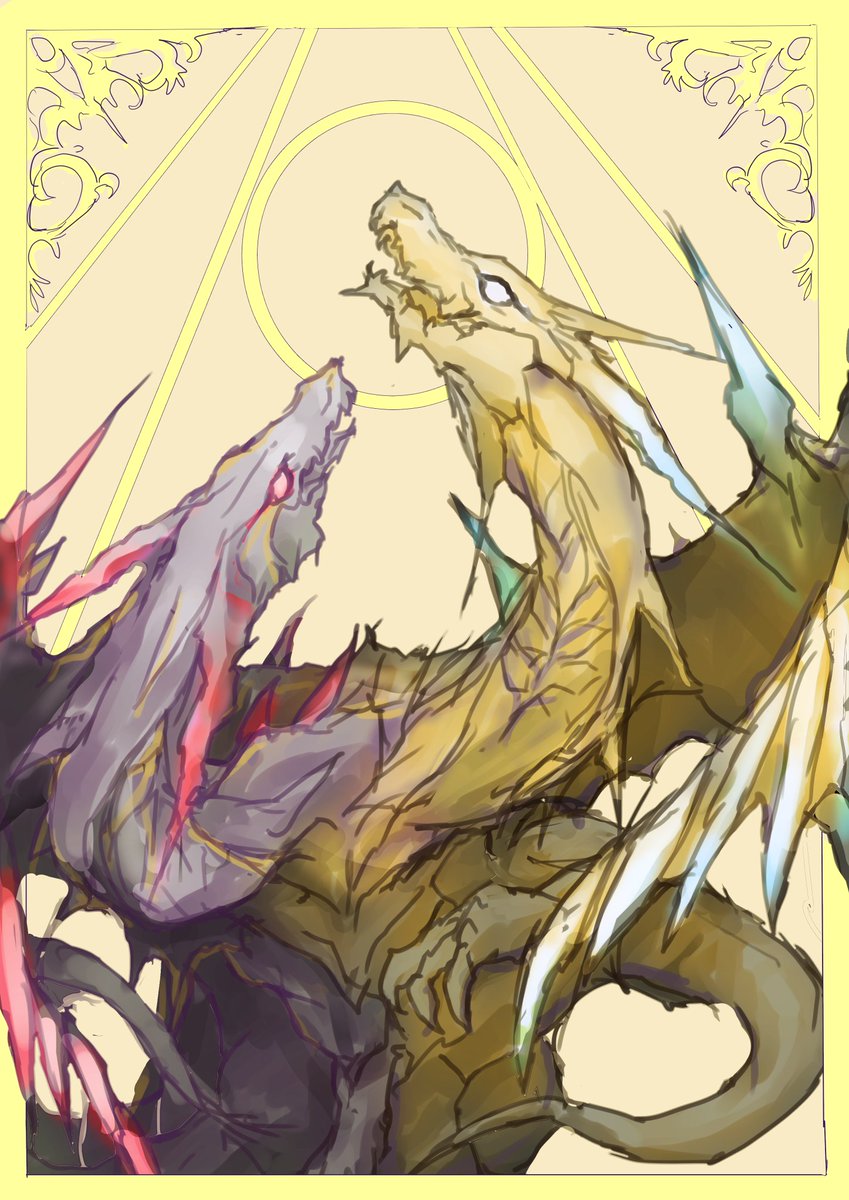 GrayishDrawing's tweet photo. #ドラゴン・竜人版深夜のお絵かき60分一本勝負
テーマ【双竜・2匹のドラゴン】
@kohatakikaku https://t.co/P4cHnJPqd0