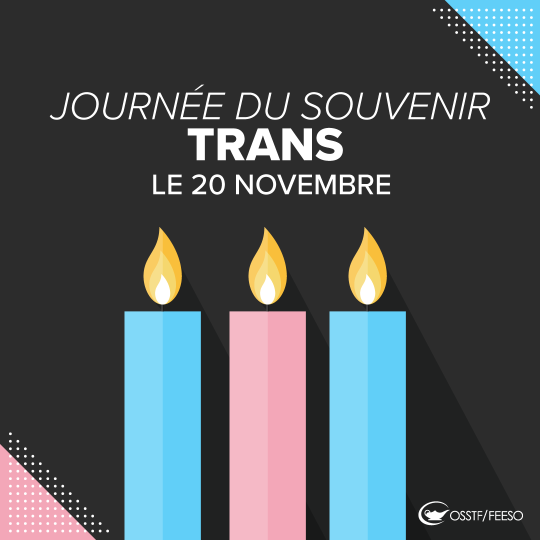 Today, #TransgenderDayOfRemembrance, we honour trans/gender-variant individuals who have lost their lives to transphobic violence. #OSSTF members are encouraged to use <a href="/CTFFCE/">CTF/FCE</a>’s NEW Affirming Gender Diversity resources to raise awareness about transphobia. ow.ly/e7Jw50GRrRe#OS…