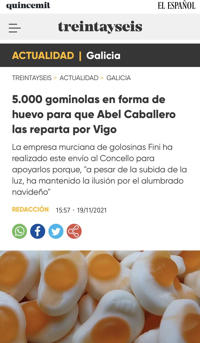 Fini_golosinas's tweet photo. En #Vigo ya es #Navidad con el encendido de luces más llamativo de España 😱
¡Manda huevos con lo cara que está!
Pese a todo y por eso mismo, hemos hecho llegar a @abelcaballero 5.000
Fini Huevos de chuche para endulzar las fiestas a los vigueses/as.
¡Con un par! https://t.co/SznsUagL8D