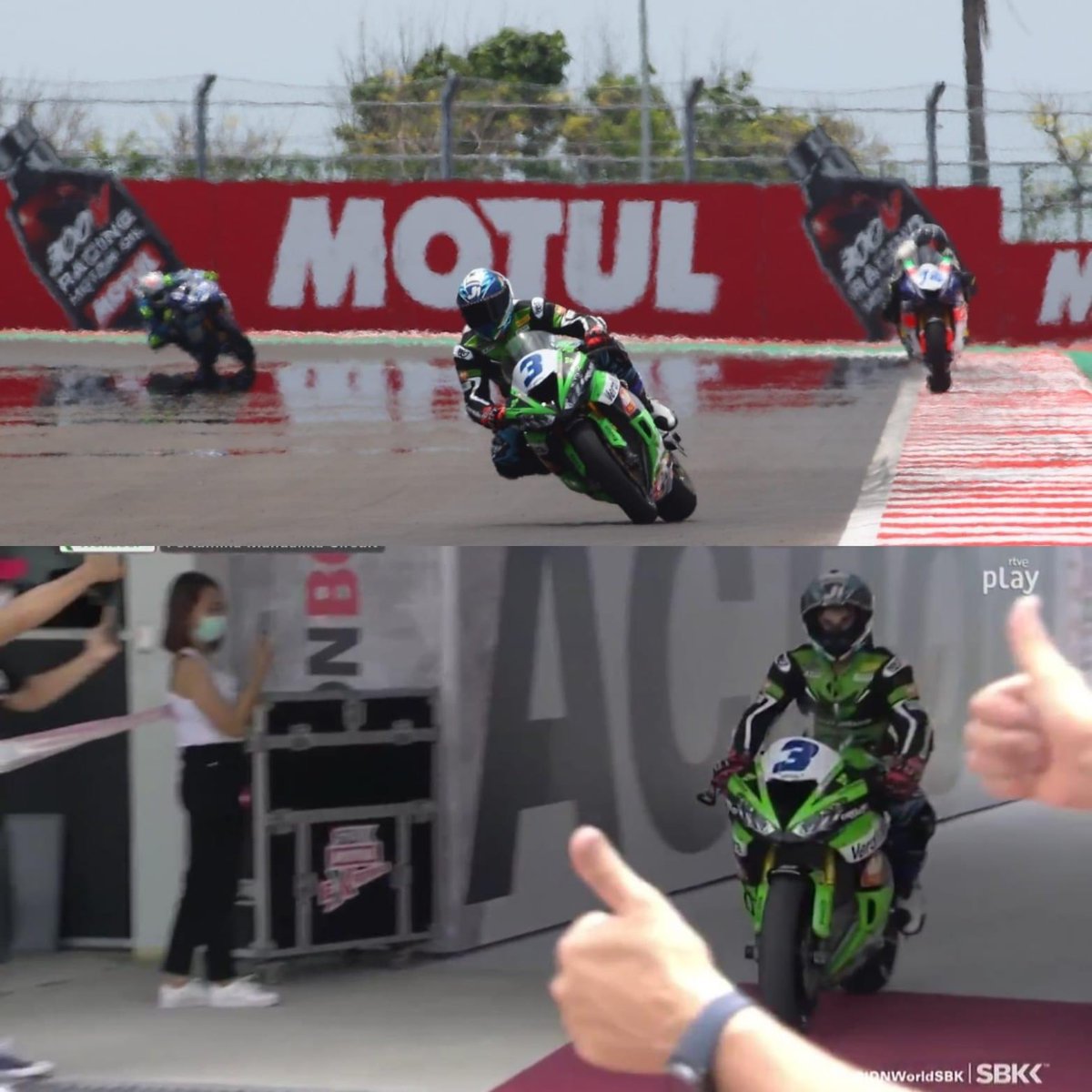 actualites_moto's tweet photo. [ #WorldSSP ]  Indonésie 🇮🇩 | Mandalika #IDNWorldSBK #WorldSBKFinale #Course1
⏩ 1ere victoire en WSSP de Raffaele De Rosa 🇮🇹 devant Dominique Aegerter et Federico Caricasulo
Jules Cluzel P4 🇫🇷 signe une très belle remontada ❗ 
👉 À vos analyses ❗ https://t.co/bfyHhL8hya