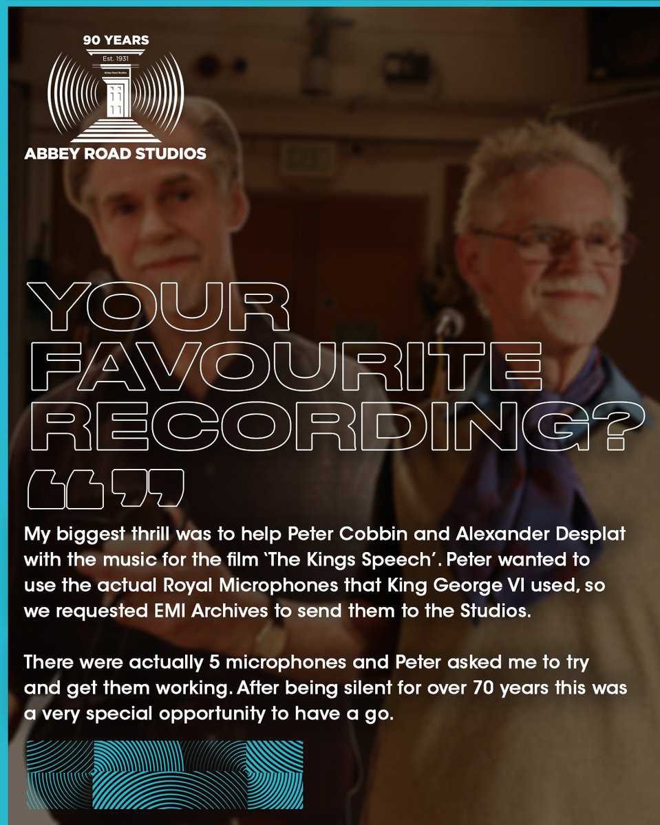 AbbeyRoad's tweet photo. My Abbey Road with... #LesterSmith! Our beloved microphone custodian who's worked at the Studios for over 50 years is next up in the series.
Lester talks about how he got his start, his move to microphones, and fixing up Royal microphones for 'The Kings Speech'.
#AbbeyRoad90 https://t.co/5SCXHJqY5c
