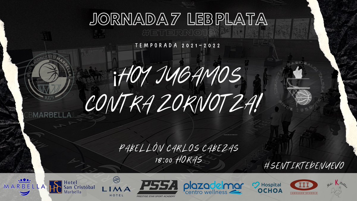CBMarbella1's tweet photo. 🔥 #𝕄𝕒𝕥𝕔𝕙𝔻𝕒𝕪 
🏀 @CBMarbella1 🆚 @zornotzast 
📍 Pabellón Carlos Cabezas
⌚️18:00 h
🚷 Aforo limitado
📺 https://t.co/Hi5PdZfu65

🔵⚪️ #CBMarbella #SentirtedeNuevo https://t.co/ttvs7wLGQh