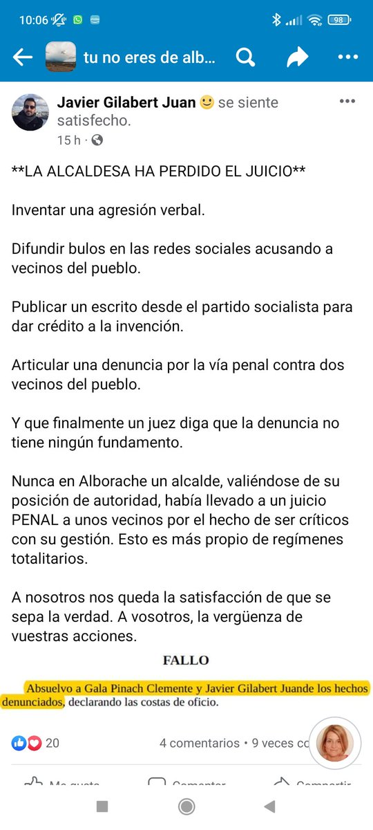 PPAlborache's tweet photo. Respuesta a la sentencia de Javi, el otro vecino implicado https://t.co/QC0rZzcICe