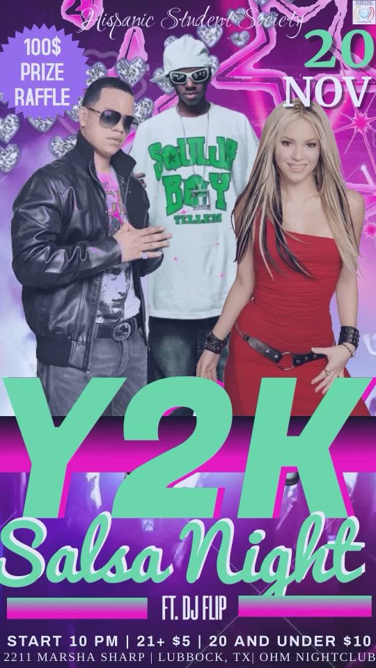 Come out to our final salsa night of the semester! 😄 The theme is Y2K (Year 2000s). Come out in your best 2000s swag and take advantage of our photo booth! We will also be doing a raffle! SEE YOU GUYS THERE!!