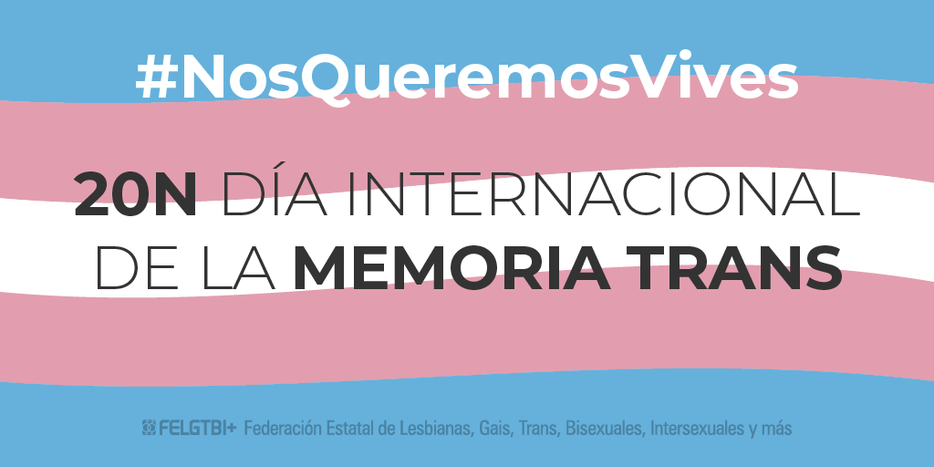 Como entidad EMIDIS nos unimos a #NosQueremosVives en el Día Internacional de la Memoria Trans.

Un día para conmemorar a las personas trans víctimas de la #transfobia y el odio, a quienes han arrebatado la vida.