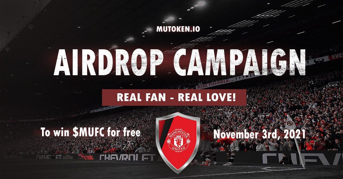 🔰 Manchester United Fan Airdrop
🎁 Total Reward: 10000 MUFC
👥 Referral: 5000 MUFC
🧶 Rate: ⭐️⭐️⭐️⭐️⭐️
🗓 Distribution:  4th February, 2022

📚 Bot Airdrop Link: t.me/MUFC_airdrop_b…

📡 Website: mutoken.io