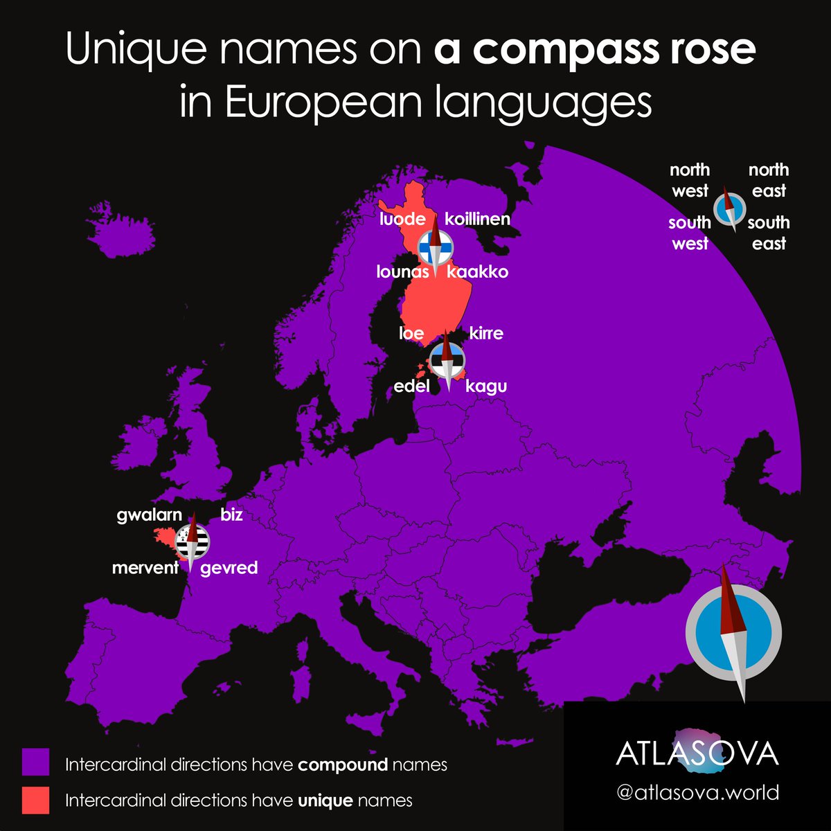Atlasova_world's tweet photo. π§ weird names on a compass #atlasova https://t.co/CNtDjO9Vsc