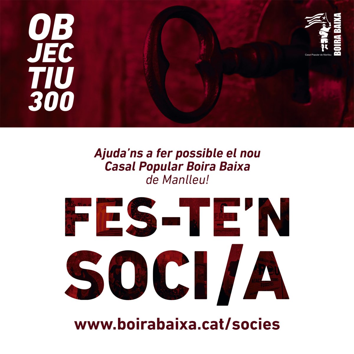 🔑 #AgafemImpuls per fer realitat el nou Casal Popular Boira Baixa. 

✊🏽 Per compartir nous somnis i lluites a #Manlleu, cal dotar-nos d'estructures que els facin possibles!

👉🏽 Fes-te'n soci/a a boirabaixa.cat/socies.