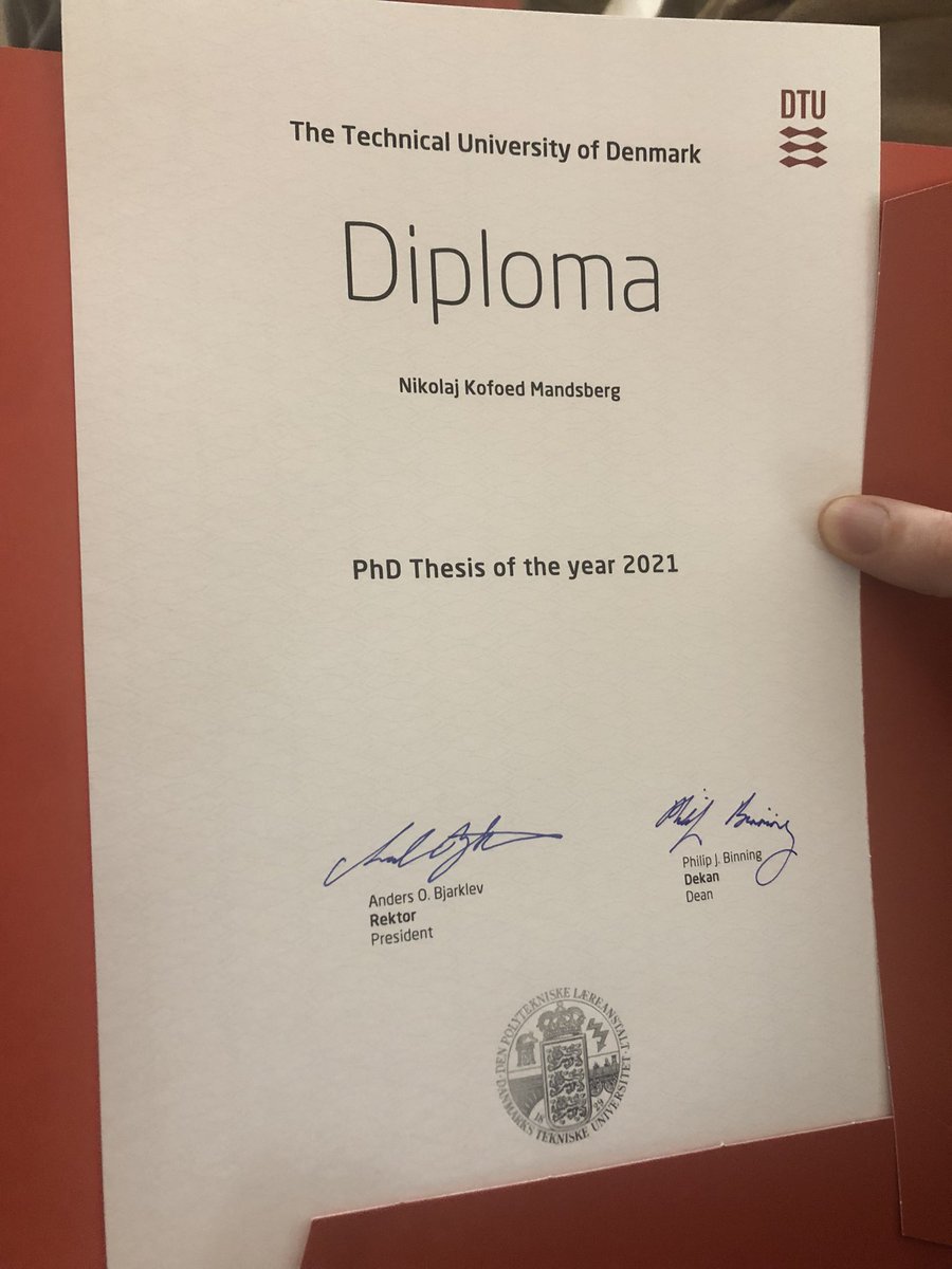 PhD graduation ceremony with Laura Øland and <a href="/NKMandsberg/">Nikolaj Mandsberg</a>. Honoring all PhDs from past year in our <a href="/IdunGroup/">IDUN Research Section</a> <a href="/DTU_HealthTech/">DTU Health Tech</a> : Mette Mosgaard, Stine Birk, Roman Slipets, Sriram Rajendran, Laura Øland and Nikolaj Mandsberg. Congrats Nikolaj with best PhD Award! <a href="/GrundforskFond/">Danmarks Grundforskningsfond</a>