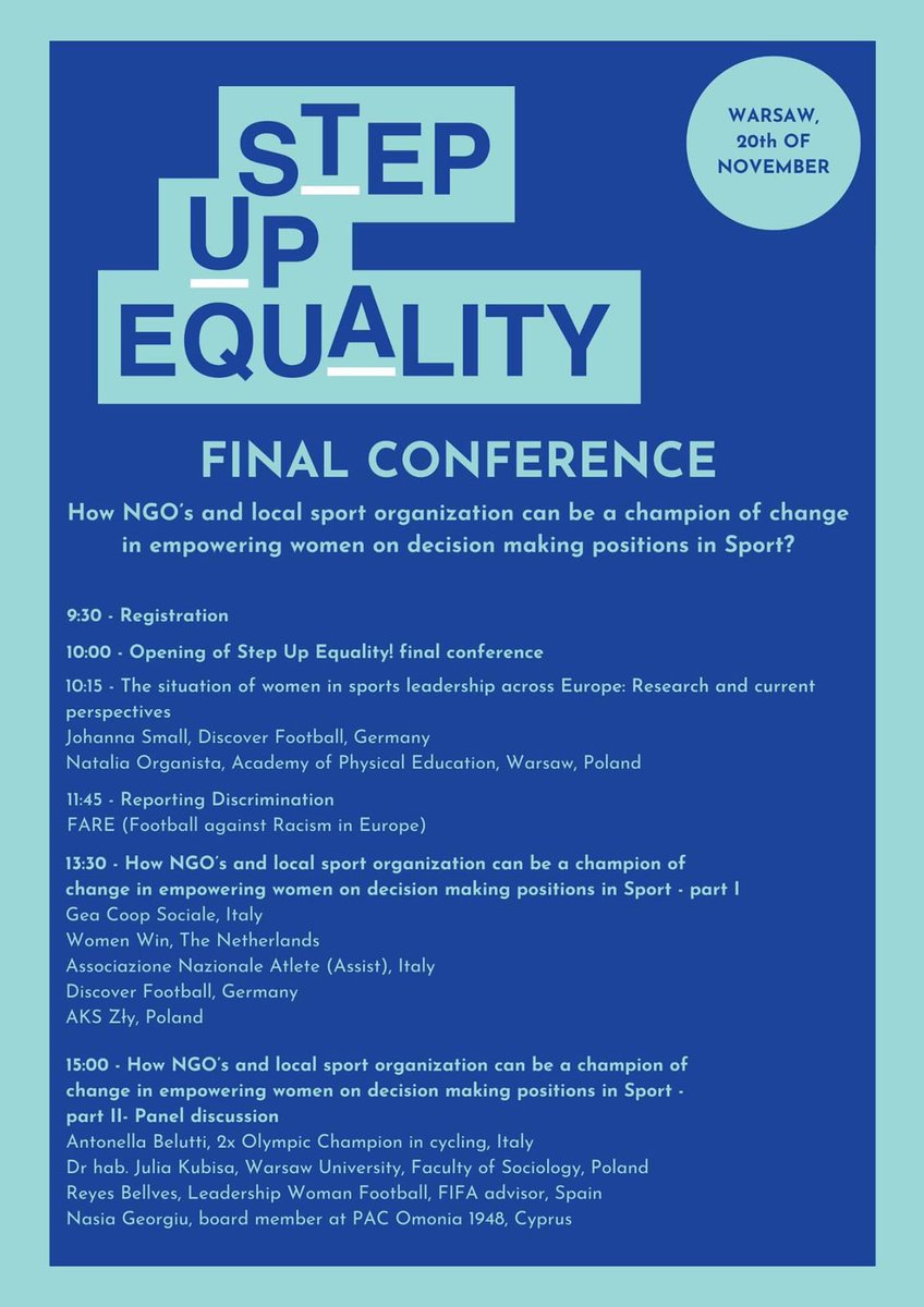 farenet's tweet photo. Watch live from Warsaw, Poland - #stepupequality on how organisations can champion and support women in leadership in sport.
A great line up featuring @omonoia29M @FASFEaficion @BSportsLaw @DiscovFootball @Women_Win @GeaCoop @AksZly
📺 https://t.co/C3vHOtbjJ3 https://t.co/a6X5iW87nG