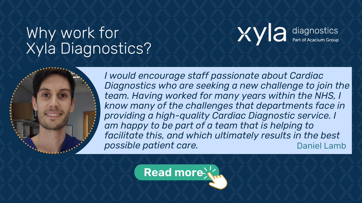 XylaDiagnostics's tweet photo. Why work for Xyla Diagnostics? We asked some of our regional leads to share their working experience with us, and why they would recommend Xyla #Diagnostics to prospect candidates.
Read more 👉 https://t.co/f0U3jHc6Zv
#jobopportunity #healthcare #cardiacdiagnostics https://t.co/nDs3ple1w7