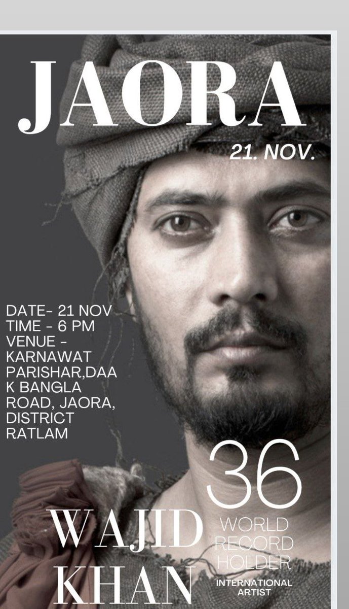 artistwajidkhan's tweet photo. Jaora m.p.

Wajid Khan artist
पहली बार जावरा में एक प्रोग्राम में शिरकत कर रहे हैं
दिनांक 21 नवम्बर 2021, रविवार समय- सायं 6 बजे से.... स्थानः करणावत परिसर, डाक बंगला रोड, जावरा जिला रतलाम (म.प्र.) #AzadiKaAmritMahotsav #jaoracity #mandsaur #ratlam #madhyapradesh  #wajidindia https://t.co/44ef5PuXf9