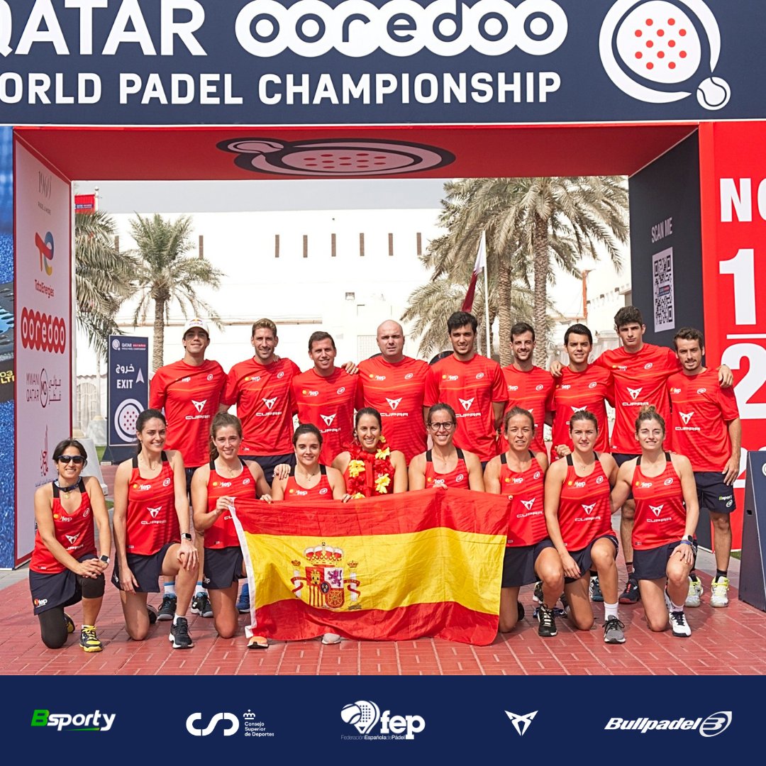 🏆XV Mundial de Pádel en #Doha
📢¡Llegó el día!
🟥Dos selecciones, un equipo, un mismo objetivo: ser campeones/as del mundo.
🇪🇸 ¡Vamos España!

📺Finales en directo: Canal Youtube <a href="/padelfip/">FIP - International Padel Federation</a> 
🚶‍♀️España - Argentina: 13.30h (11.30h🇪🇸)
🚶‍♂️España - Argentina: 17.00h (15.00h🇪🇸)

#FEP