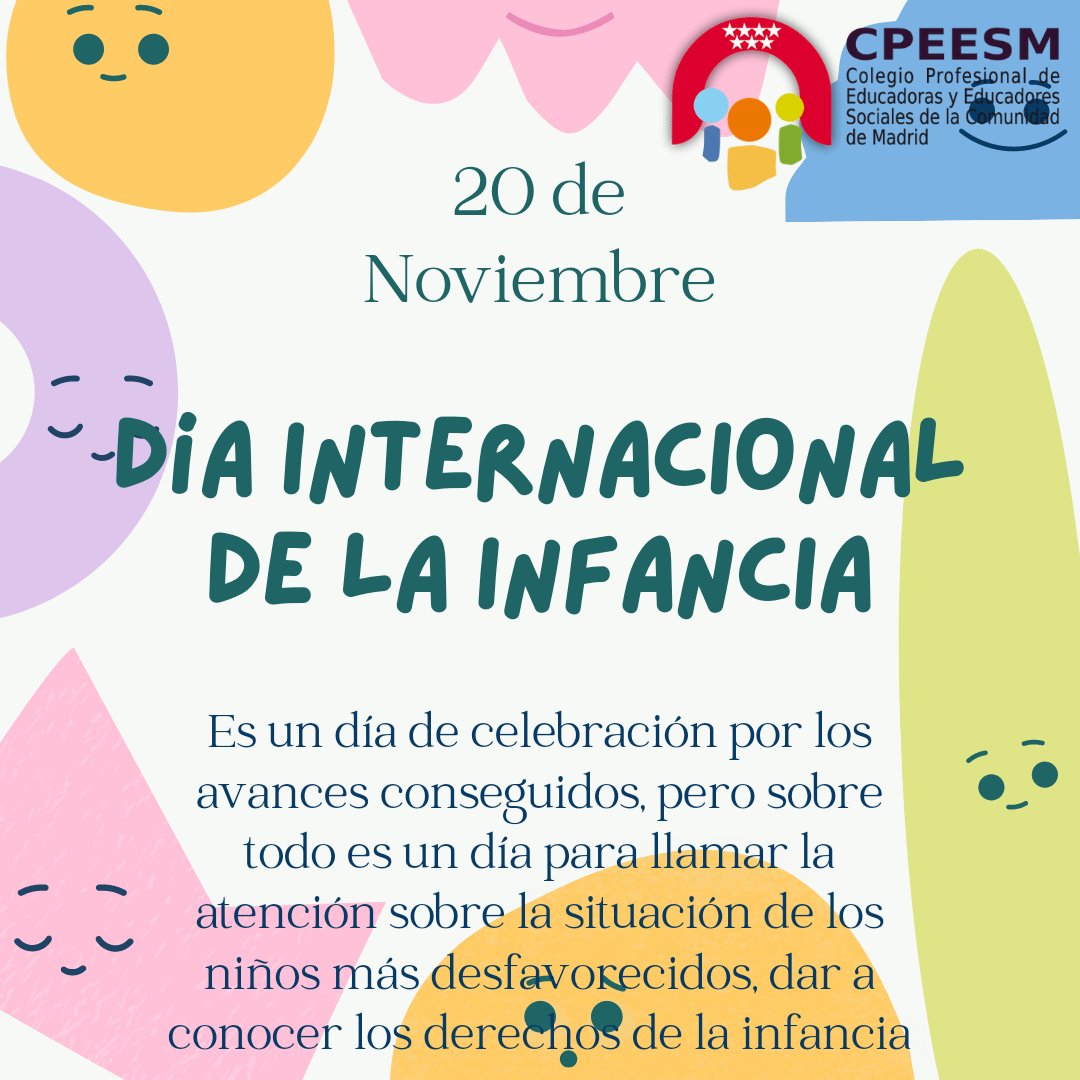 cpeesm's tweet photo. #diamundialdelainfancia
Entre los derechos de la infancia está el derecho a una educación adecuada, que incluye la atención socioeducativa por profesionales de la educación social y no de cualquier profesión. https://t.co/KOiO7w2MDe