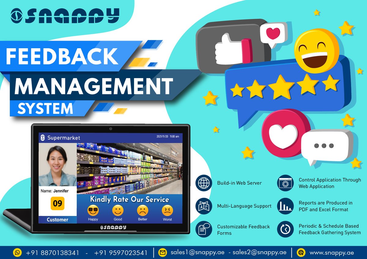 snappyqms's tweet photo. Snappy Feedback System
A comprehensive Feedback System for retail outlets, banks, service centers, visitor lobbies, etc.
https://t.co/oJUPG5f1RF
#Snappy #Feedbacksystem #customerfeedback #CustomerSatisfication #visitorexperience #userfriendly #Usersurvey #Surveymanagement #Sales https://t.co/fKdpTtPjtd