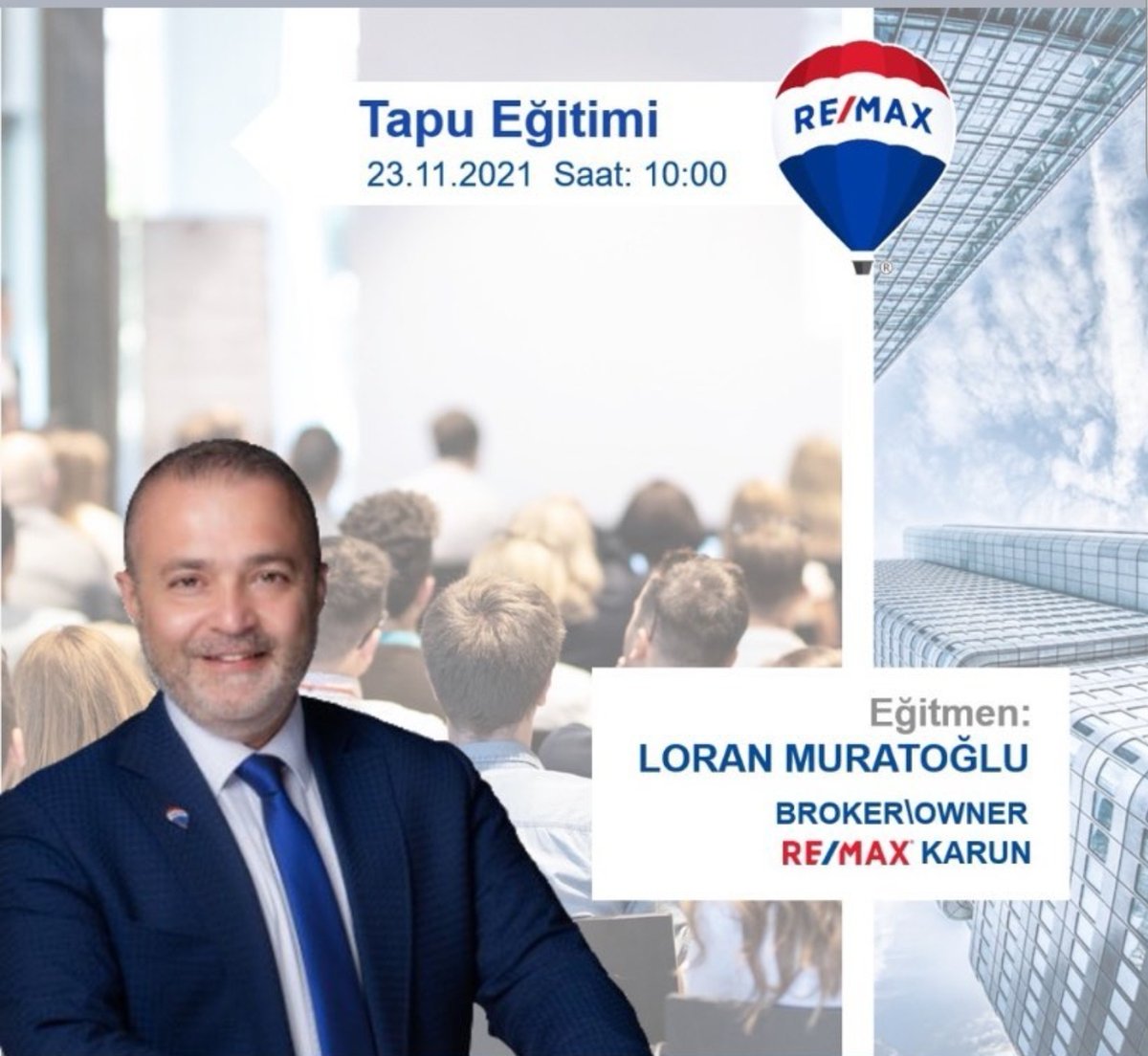 Brokerımız Loran Muratoğlu Salı günü Re/Max Invest ofisinde "Tapu Eğitimi" verecek. Eğitimde görüşmek üzere 📢
#tapu #tapueğitimi #eğitim #önemlibilgiler #remaxkarun #remaxturkiye #gayrimenkul #gayrimenkuldanışmanlığı