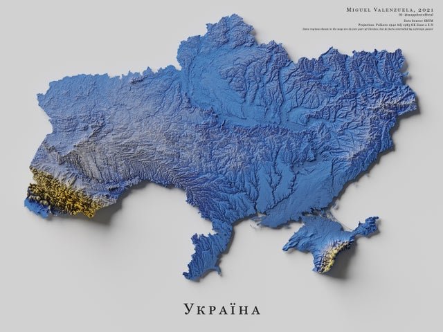 The topography of Ukraine.