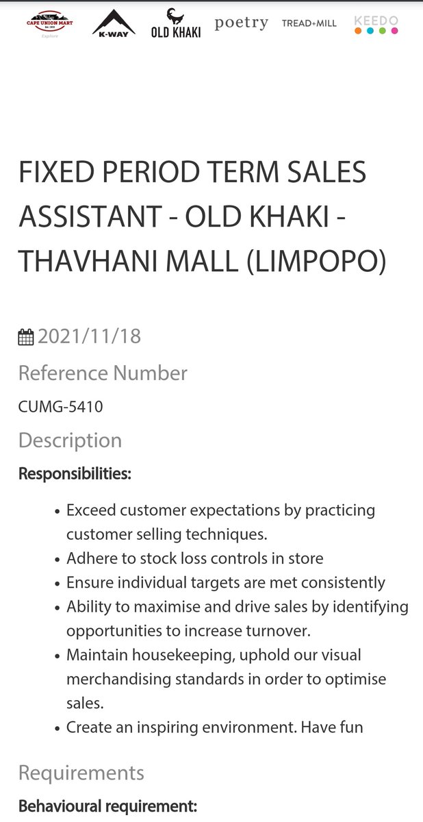 JobSeekersZA's tweet photo. Casuals needed

Contract type: 6 months
Location: Limpopo 

Requirements:
- 6 months of retail experience
- Matric or Equivalent
- Clear Criminal record

Submit your CV online: https://t.co/htU3WsaDaQ

@Joburg
#TakealotBlueDotSale

For more jobs: https://t.co/0xelgm48gv https://t.co/TEsIqrEZh8