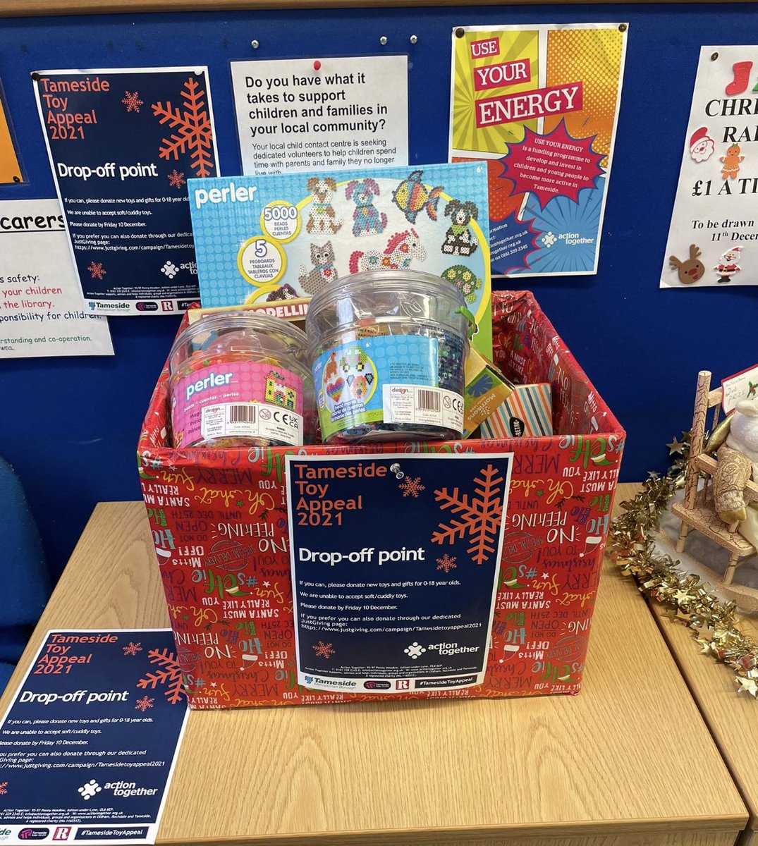 TAMESIDE TOY APPEAL 2021 🎅 

Thank you to everyone who has started to donate toys to this years #TamesideToyAppeal. 

If you’re able to donate place see full list of #Tameside drop off points by visiting the Action Together website: actiontogether.org.uk/tameside-toy-a…

#ProudTameside