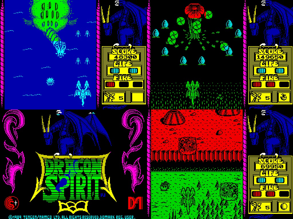 RetroGameGeeks's tweet photo. DRAGON SPIRIT: In 1989 Amul set out to rescue princess Alicia from an evil demon. An excellent ZX Spectrum port of the awesome 1987 arcade game from Atari this also came to other formats, did you ever defeat Zawell? #retrogaming #ZXSpectrum #Atari #Arcade #C64 #Amiga #80s #gaming https://t.co/MSGKDUhK4S