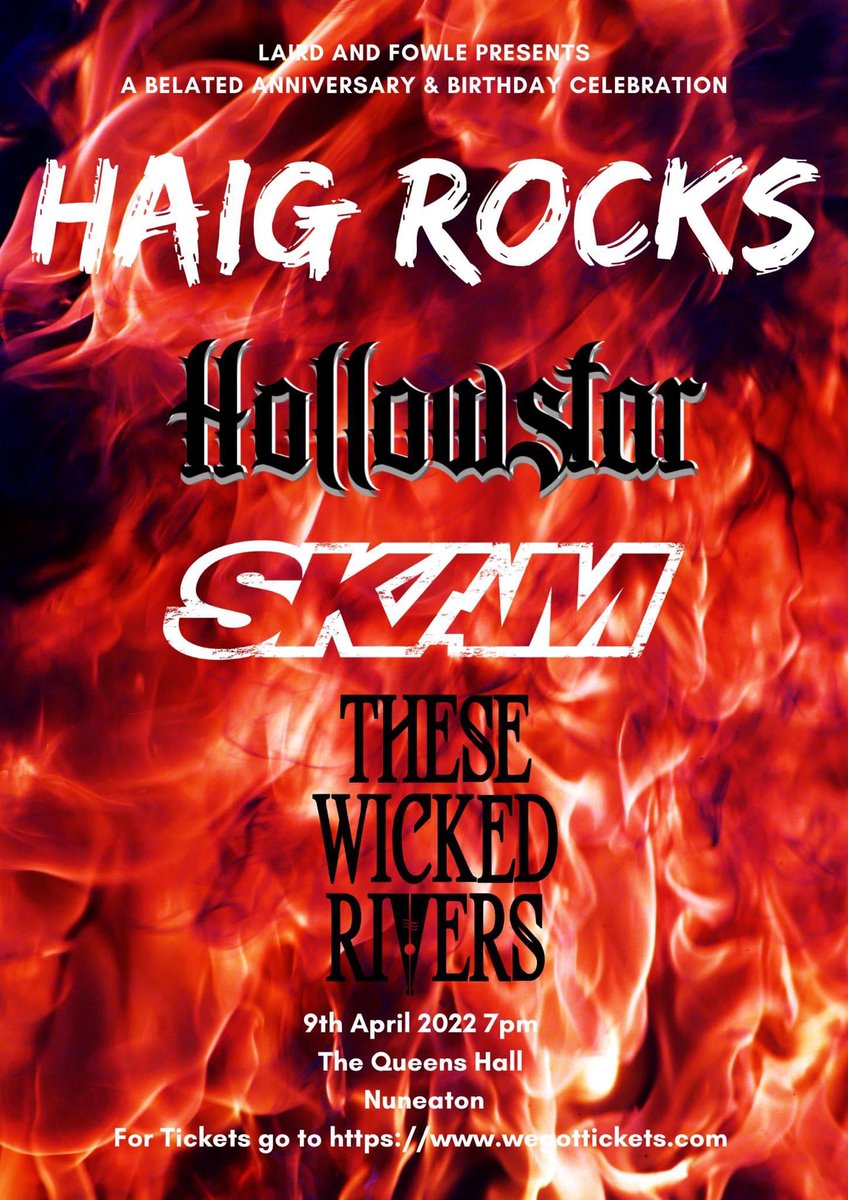 Helen Laird (@hels173) on Twitter photo Fancy a rock night out, then look no further. <a href="/HollowstarBand/">Hollowstar</a> , <a href="/SKAM_UK/">SKAM</a> and <a href="/WickedRivers/">These Wicked Rivers</a> 3 epic bands and you can get tickets at the following link;
wegottickets.com/event/480287 Fancy a rock night out, then look no further. <a href="/HollowstarBand/">Hollowstar</a> , <a href="/SKAM_UK/">SKAM</a> and <a href="/WickedRivers/">These Wicked Rivers</a> 3 epic bands and you can get tickets at the following link;
wegottickets.com/event/480287