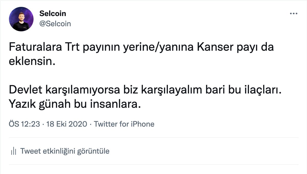 Faturalardan TRT payı kaldırıldığı haberi paylaşılmıştı en son.
Yerine SMA/Kanser Payı eklensin. 

Biz o faturayı öderiz. Bu çocuklara sahip çıkarız.