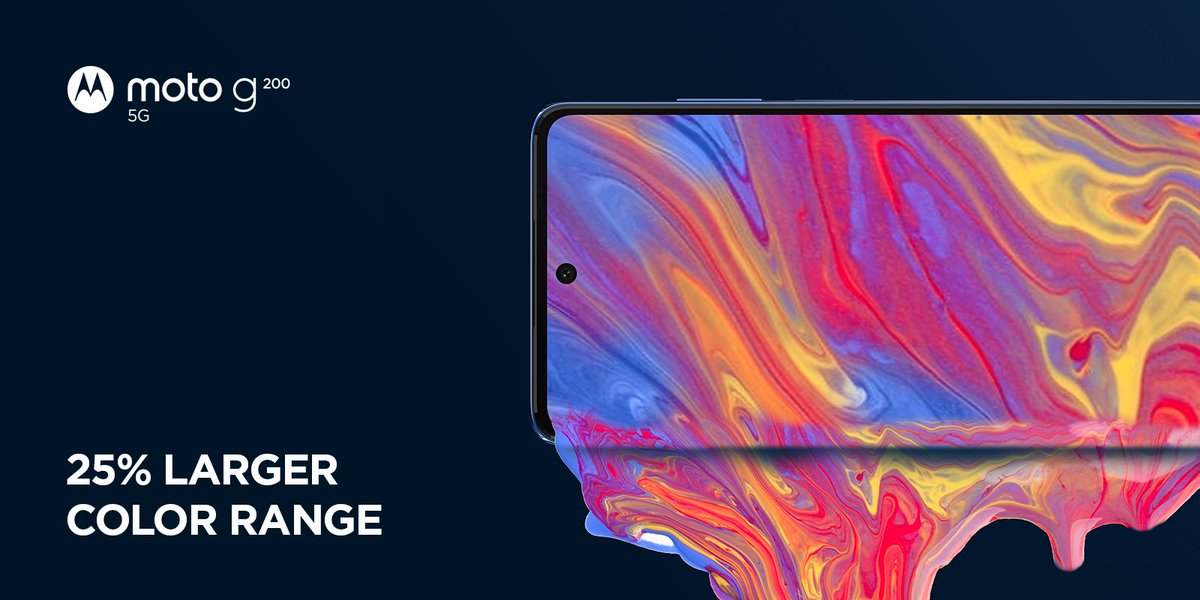 Ultra smooth, ultra vibrant. See true-to-life colors on the 6.8” Max Vision Full HD+ display. #motog2005G #gomotog