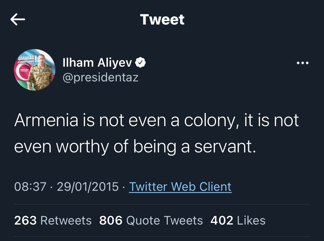 lkosakian's tweet photo. #Armenia agreed to “talks” with who? With this individual? @azpresident ? https://t.co/y1ZyD8yn89