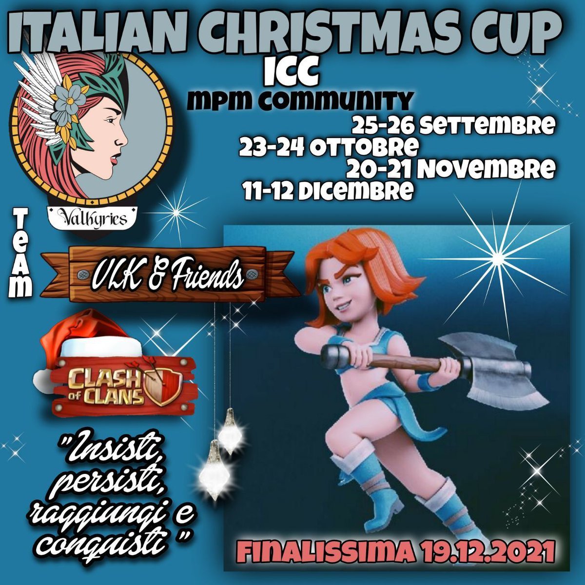 Valkyries presents🎬
Siamo liete di annunciarvi che le nostre valorose Guerriere🏹

Alle  16:45🕗parteciperanno alla CUP ICC di novembre⚔️
Forza Valkyries siamo tutte con voi
Se sei donna entra nel gruppo Valkyries 🏹
t.me/joinchat/KSKSP…