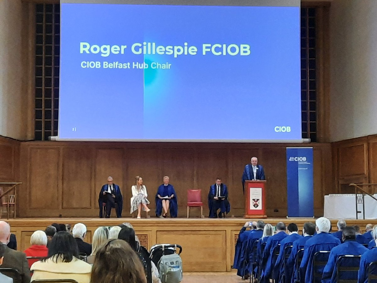 dlittle200's tweet photo. #ciob Belfast graduation under way. Congratulations to all new Fellows and Members #Whitla Hall @QUBelfast https://t.co/3EvVbYZCB4