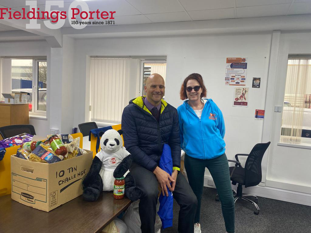 Fieldings Porter's Damian Laura and Matthew visited @BackupNW to deliver more food to support their 10 Tin Challenge - seen here with Maria.

The charity changes lives for young people aged 16-25 who are homeless.

<a href="/MENnewsdesk/">Manchester News MEN</a> 

#donations #makingadifference #charity #homeless