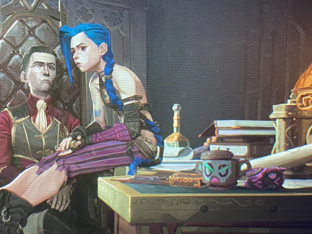 hellocienne's tweet photo. nobody touch me im still thinking about jinx giving silco gifts that he actually uses #Arcane https://t.co/xdtktI0Fsp