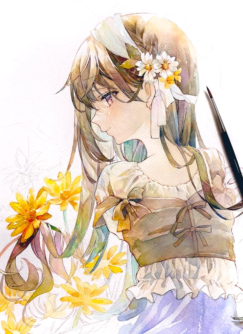 背景も描きます*wip
#illustration #Watercolor 