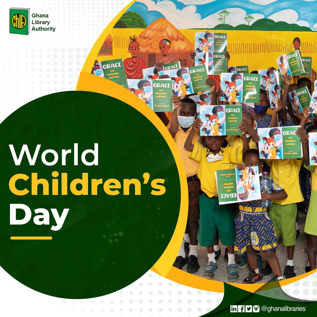 ghanalibraries's tweet photo. To all our young patrons, we join the world to celebrate you today. Keep reading, keep learning, become a better leader.

Let's together, eliminate learning poverty. Happy World Children's Day.

#LBFLibraryoftheyear
#2021YearofLiteracy
#EliminatingLearningPoverty https://t.co/EQZd6zQE8Q