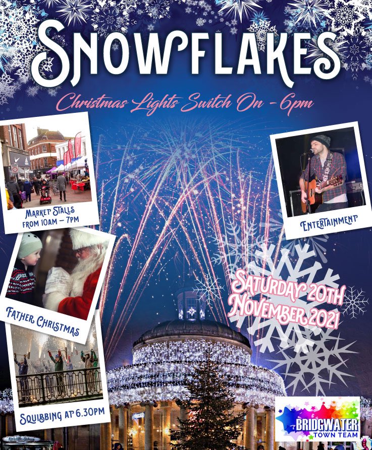 SomersetAppleSW's tweet photo. Christmas begins today… Saturday 20th Nov 2021:
Market stalls from 10am-7pm
Christmas lights switch-on 6pm
Squibbing 6.30pm #Bridgwater #Sedgemoor #Puriton #Cannington #Wembdon #Easthuntspill #Enmore #Spaxton #NorthPetherton #Sedgemoor #Somerset https://t.co/QzH3mFDZww