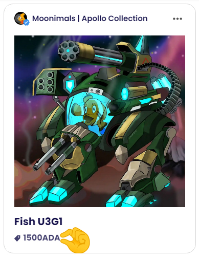 Moonimals's tweet photo. The first listed #Moonimal on @AdapixNFT 🔥 Fish U3G1 definitely got the spotlight there!

https://t.co/9AqIqTVoAT

#cnfts #nftsc #cardano #cardanonft https://t.co/1VWt0LRyIQ