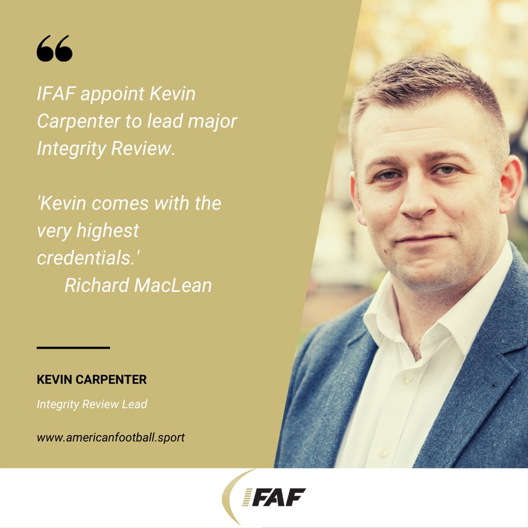 IFAF is pleased to announce that leading international sports lawyer Kevin Carpenter has been appointed to lead a review into the IFAF Discipline, Dispute and Appeals policies and processes, Conflict of Interest framework and the IFAF Ethics structures.
americanfootball.sport
