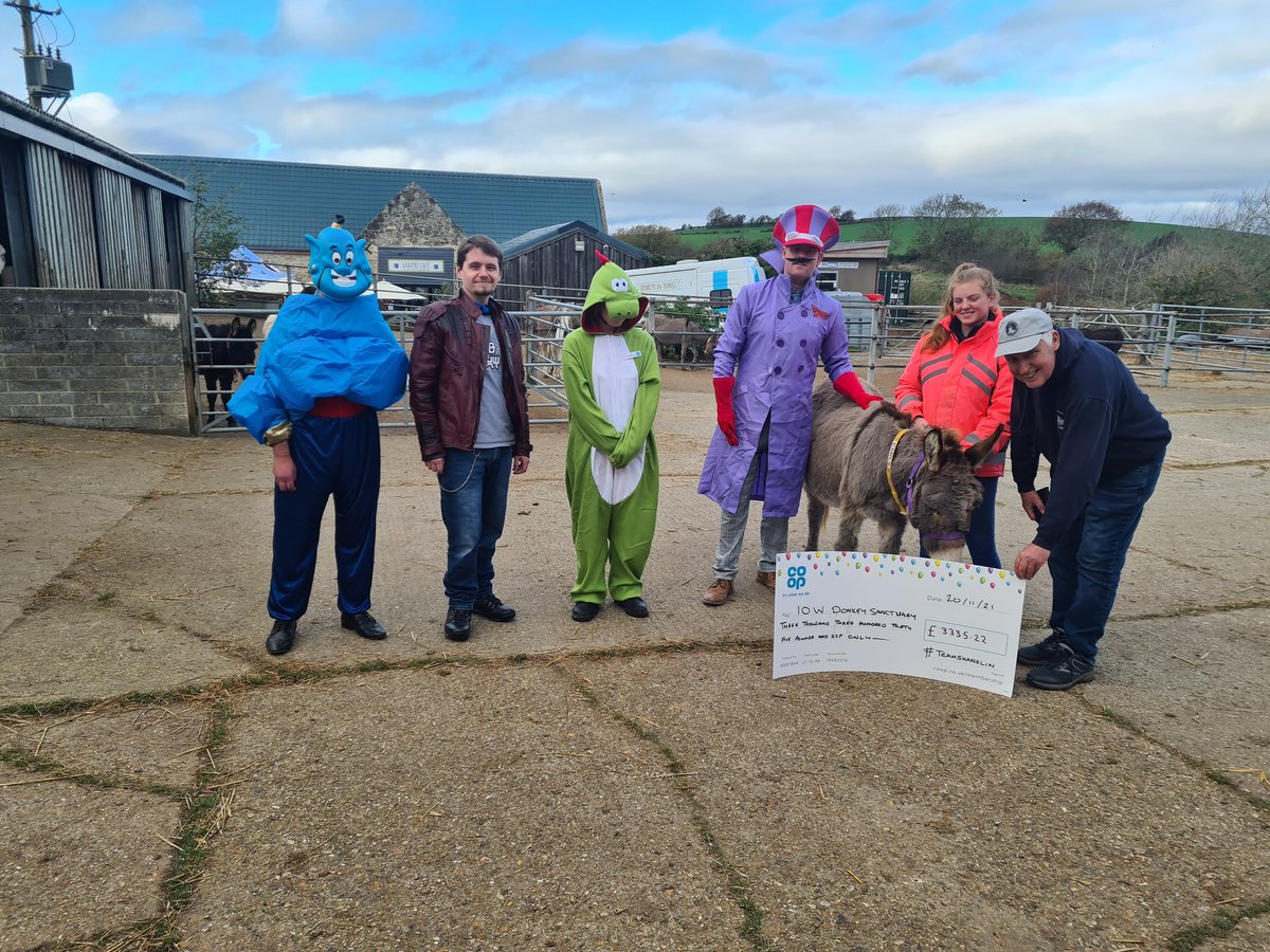 srtblues's tweet photo. Our 3 causes presented with a cheque today. We even went on tour to the donkey sanctuary and met their new baby Hovis. We're also running a free @coopuk Hamper raffle for everyone using their card or signing up. @PioneerAnne @ColinHayward20 https://t.co/jHoHNJFZTf