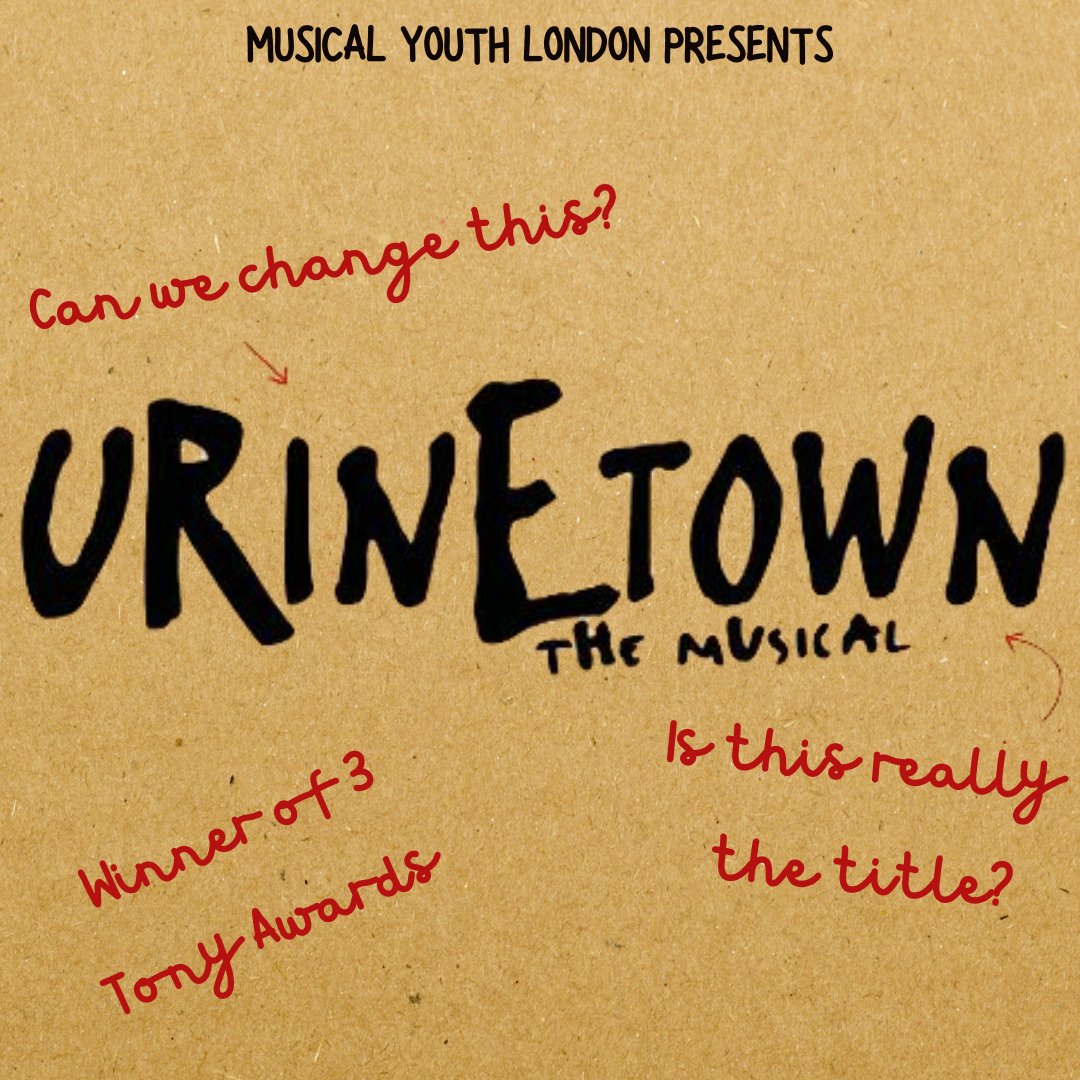 .<a href="/MusicalYouthLDN/">Musical Youth London</a> present Tony award winning #musical URINETOWN
26 &amp;  27 Nov
Catapulting the "comedic romp" into the new millennium with its outrageous perspective, wickedly modern wit and unforgettable music!
ow.ly/6qzQ50GSx9l
#musicaltheatre #theatre #youththeatre