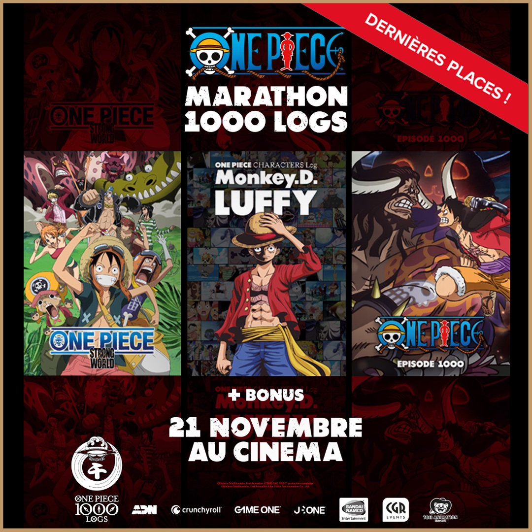 🎬 DERNIERES PLACES DISPONIBLES ⚠️
Réservez vite vos places pour le MARATHON ONE PIECE 1000 LOGS  : “One Piece : Strong World”, suivi d’un portrait inédit de Luffy, puis du 1000ème épisode de la série.
#ONEPIECE1000LOGS #ONEPIECE #OlympiaCannes
🎟 : cinemaolympia-cannes.fr/film/382424/