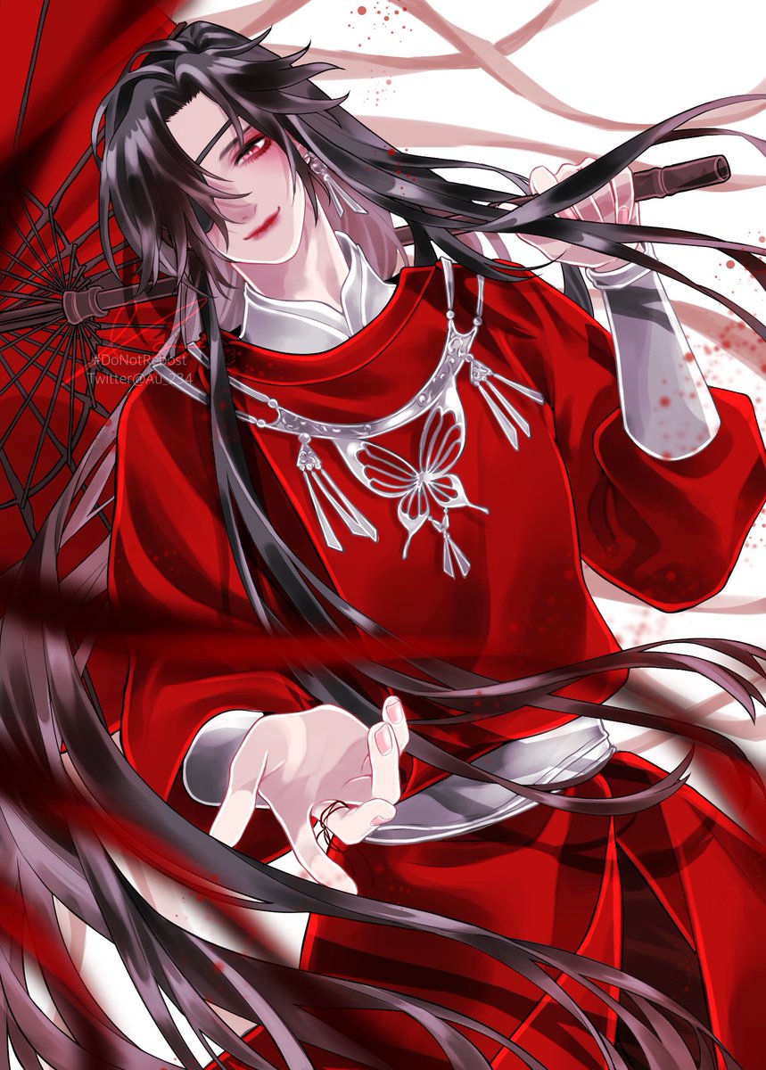 1boy long hair male focus chinese clothes umbrella black hair solo  illustration images