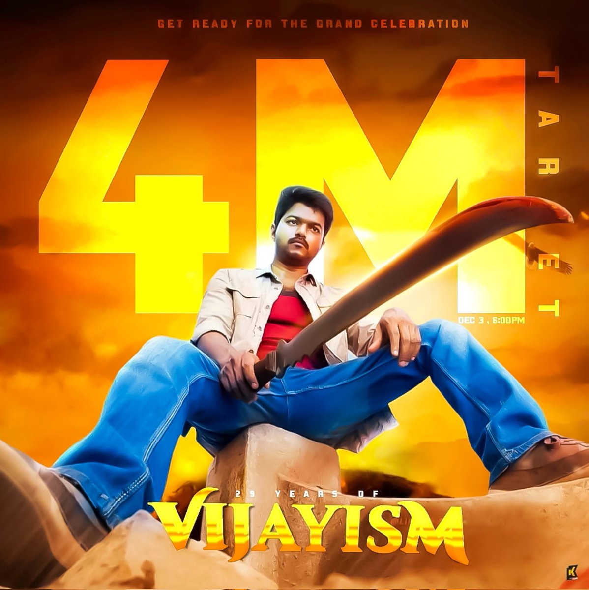 Vijayfanzh's tweet photo. Dec 3rd #ThalapathyAnniversaryGala 
Get Ready for the celebration with a target of 4M+ Tweets #Beast #Thalapathy66 ❤️ https://t.co/C0khaqKzjg