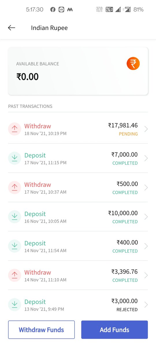 shalokumar's tweet photo. @CoinDCX Where is my balance i want to reverse my balance in coin dcx wallet but the can not do it https://t.co/lacRfulL1q