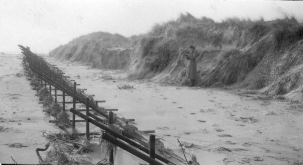 JimmyShaw20's tweet photo. Coastal erosion at Gibraltar Point has recently exposed WW2 anti-tank defences, the reserve was an important and strategic defence point during both World Wars. If visiting to see this amazing history, please keep off the structures ⁦@LincsWildlife⁩ ⁦⁦@dynamicdunes⁩ https://t.co/9EZwXc66Wo