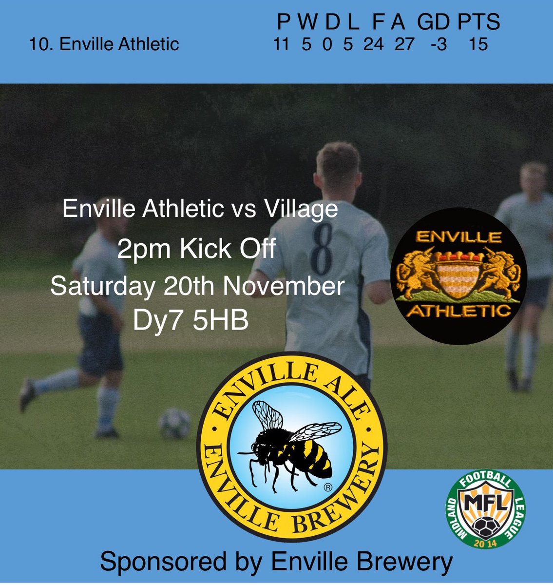 Game day⚽️ 

Sponsored by <a href="/EnvilleBrewery/">Enville Brewery</a>