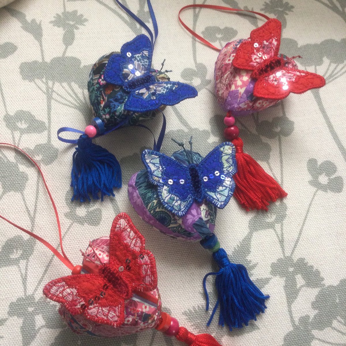 Excited to share this item from my #etsy shop: Liberty Butterfly heart Christmas decorations. etsy.me/3DBoYNZ