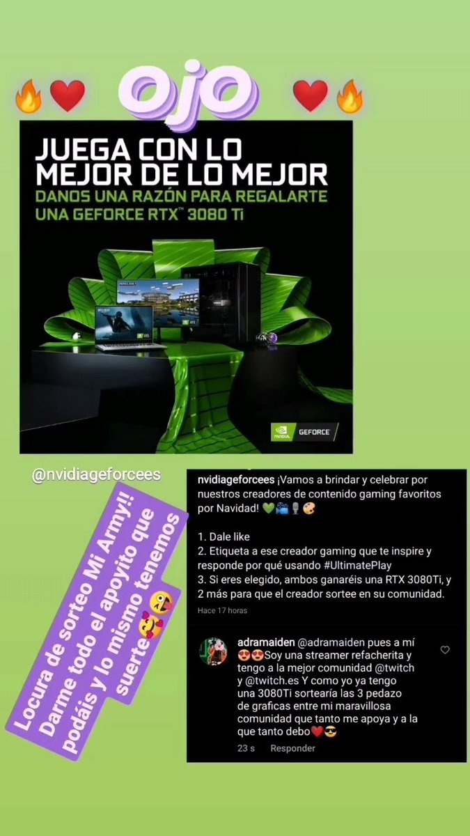 adramaiden's tweet photo. Locura de sorteo de @NVIDIAGeForceES Mi Army!!
Tenéis la publicación en Insta
Dsr apoyito y amorsito y seguro que lo conseguimos!! 🥰🔥
#gamergirl #streamergirl #doctorgamer #twitch #twitchgirls #NVIDIAGeForce #fyp #adramaiden https://t.co/IePBL9pKhg