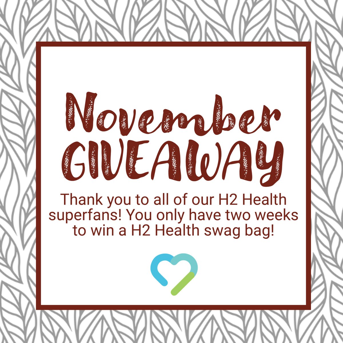 h2healthrehab's tweet photo. Less than two weeks to win our giveaway! All you have to do to win is follow us and share this post. Our super fans will be selected at random Monday and contacted via direct message. Good luck and thank you for all your support π
#H2Health #DareToMakeADifference #giveaway https://t.co/1T2rG5egU2