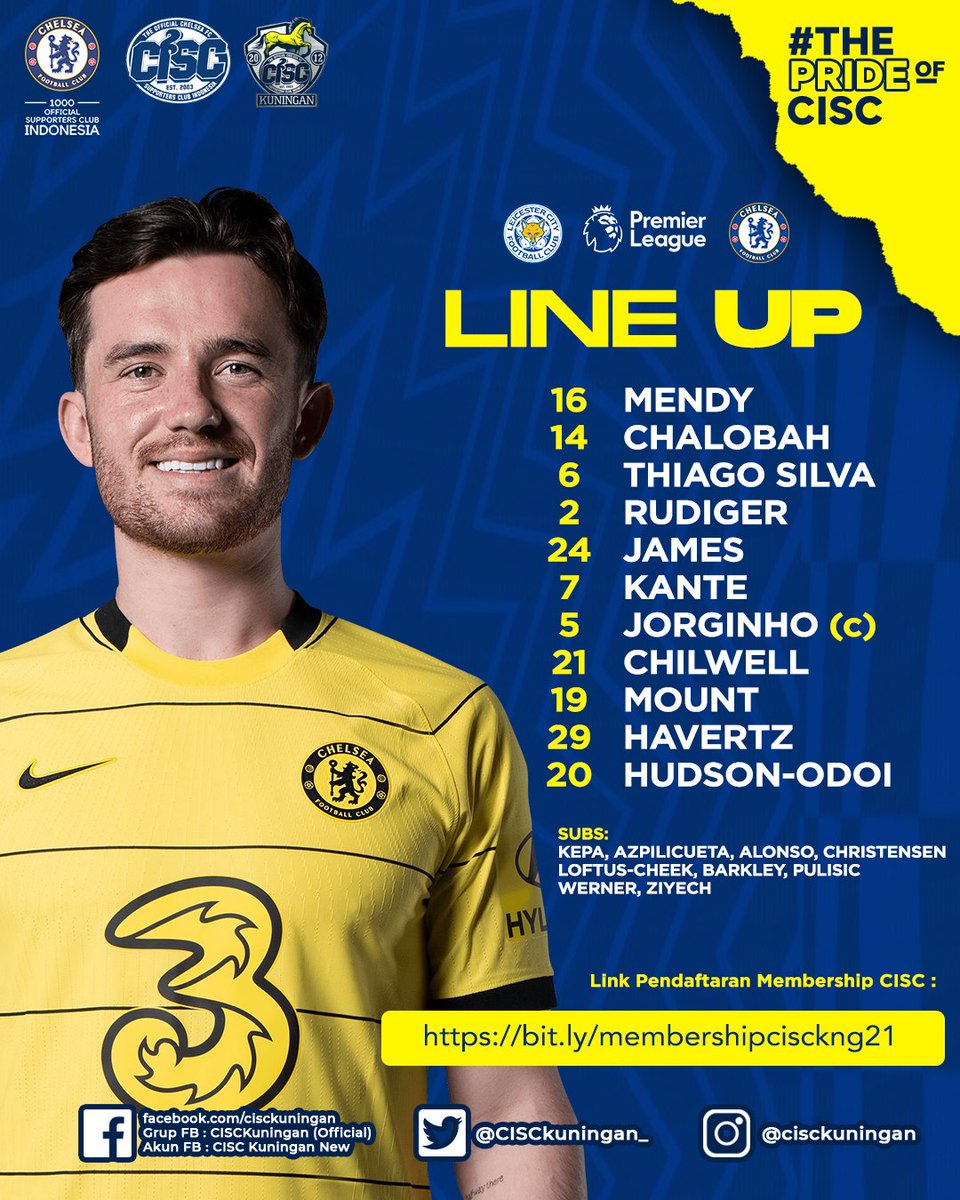 CISCkuningan_'s tweet photo. Yellow Kit Debut, It's Starting Line Up Away Day
#CFC #Chelsea #LEICHE #PL #ThisIsCISC #ChelseaIndo #CISCMembership2021 #ThePrideOfCISC #CISCKNG #CISCKuningan https://t.co/6Z2ZGt4l1F